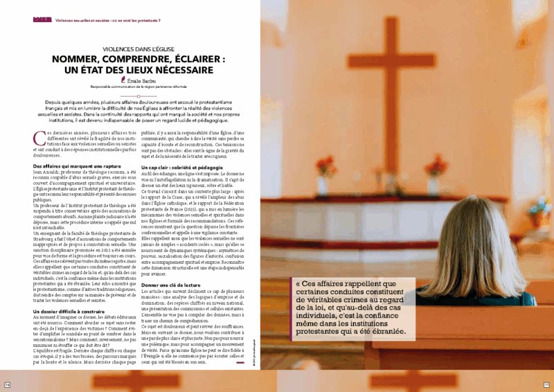 Presse régionale :  violences sexuelles et sexistes, où en sont les protestants ?
