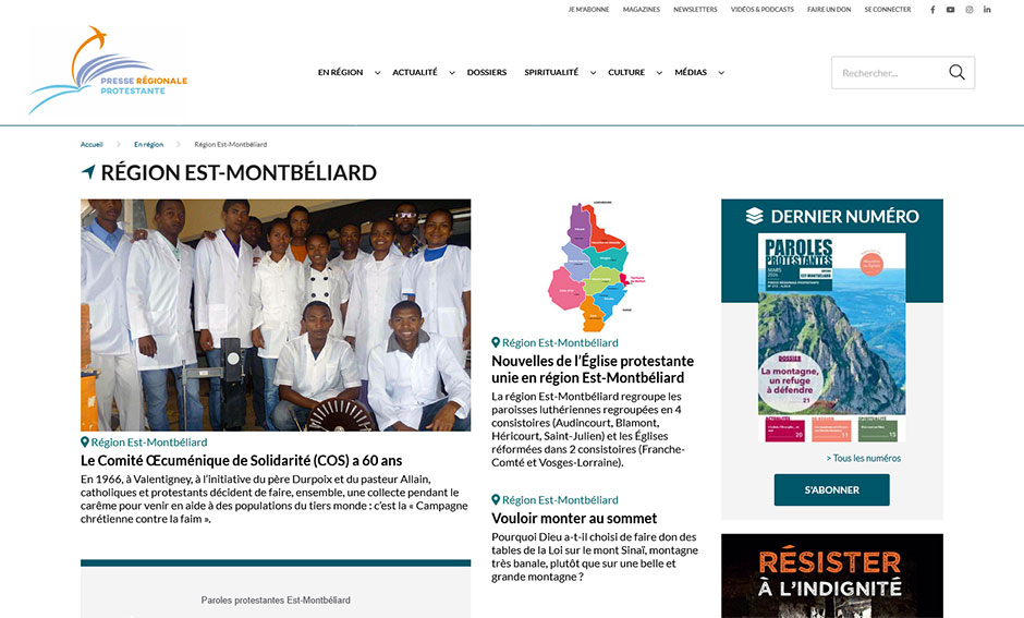 Zoom sur un magazine : Paroles protestantes Est-Montbéliard